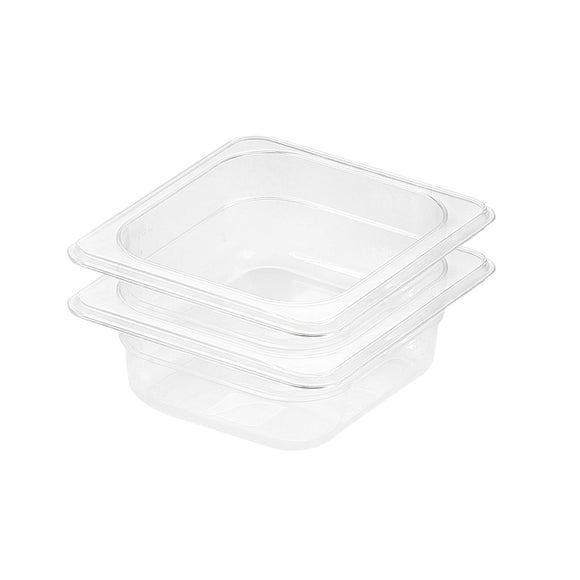 NNEAGS 65mm Clear Gastronorm GN Pan 1/6 Food Tray Storage Bundle of 2