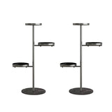 NNEAGS 2X 3 Tier Black Round Plant Stand Flowerpot Tray Display Living Room Balcony Metal Decorative Shelf