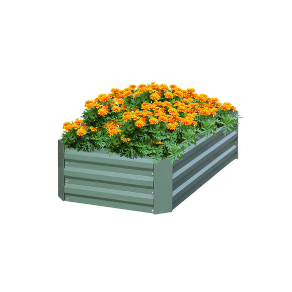 NNEAGS 120X90cm Rectangle Galvanised Raised Garden Bed Vegetable Herb Flower Outdoor Planter Box