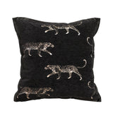 NNEAGS 45cm Light Luxury Vintage Leopard Print Square Black Throw Pillow