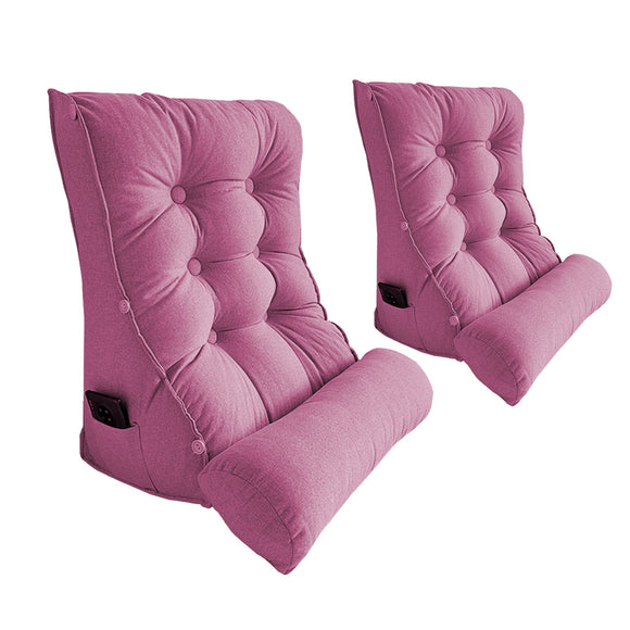 NNEAGS 2X 60cm Magenta Triangular Wedge Lumbar Pillow Headboard Backrest Sofa Bed Cushion Home Decor
