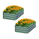 NNEAGS 2X 90cm Rectangle Galvanised Raised Garden Bed Vegetable Herb Flower Outdoor Planter Box