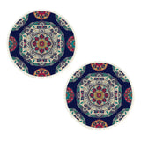 NNEAGS 2X 90cm Round Rug Bohemian Circle Area Rug with Bohemian Geometric Pattern, Anti-slip Doormat, Home Decor