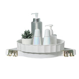 NNEAGS White 360 Degree Wall-Mounted Rotating Bathroom Organiser Corner Vanity Rack Toilet Adhesive Storage Shelf