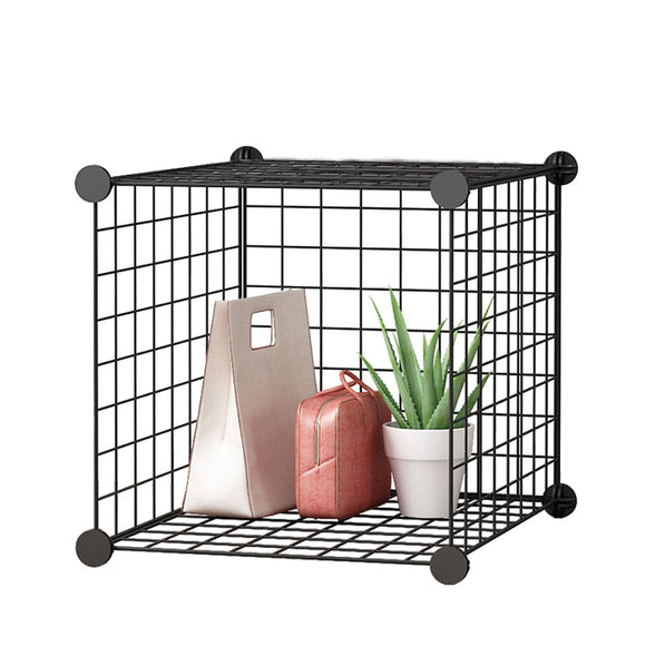 NNEAGS Black Portable Single Cube Storage Organiser Foldable DIY Modular Grid Space Saving Shelf