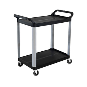 NNEAGS 2 Tier Food Trolley Portable Kitchen Cart Multifunctional Big Utility Service with wheels 845x430x940mm Black
