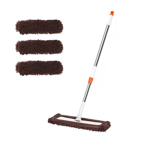 NNEAGS 80x12 Coffee Microfiber Flat Mop Floor Cleaning Pads Rotating Dust Remover