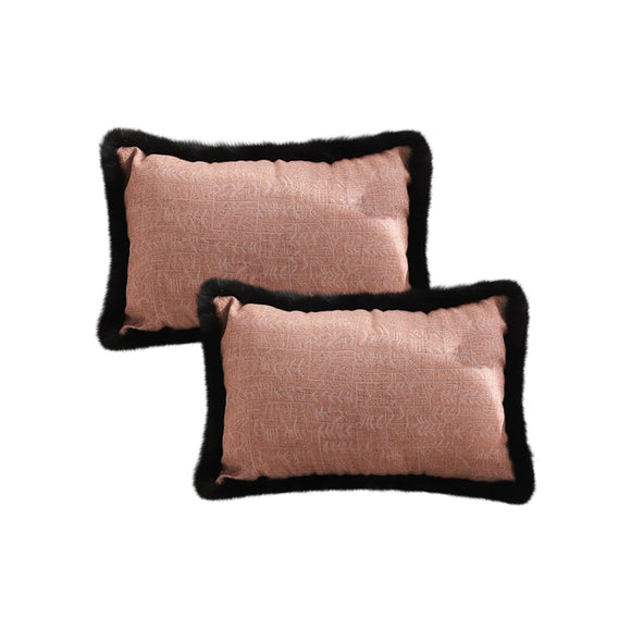 NNEAGS 2X 35cm Mid-century Style Raised Embroidery Texture Edged Lumbar Throw  Pillow