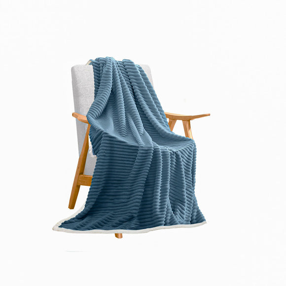 NNEAGS Blue Throw Blanket Warm Cozy Double Sided Thick Flannel Coverlet Fleece Bed Sofa Comforter