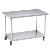 NNEAGS 120cm Commercial Catering Kitchen Stainless Steel Prep Work Bench Table with Wheels