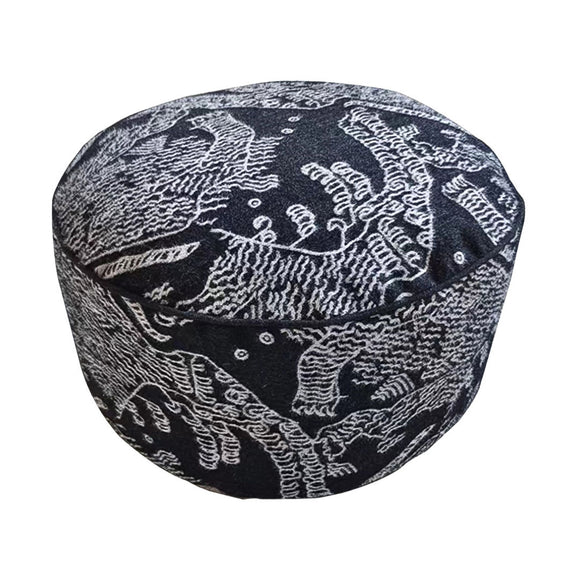 NNEAGS 50x30CM Black Round Soft Pouffe Seat Cushion Elegant Home Accent D?cor Stylish Footstool