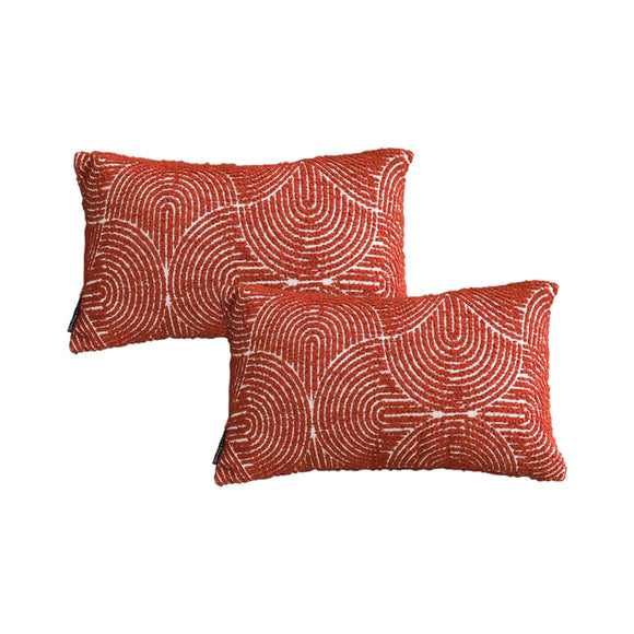 NNEAGS 2X 30cm Cinnabar Pillow Perfect Burnt Indoor/Outdoor Corded Throw Orange Set Lumbar Throw Pillow