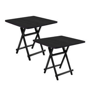 NNEAGS 2X Black Dining Table Portable Square Surface Space Saving Folding Desk Home Decor