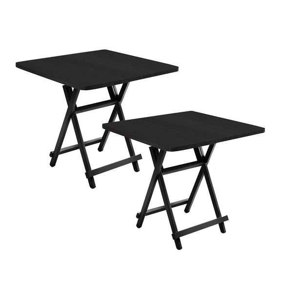 NNEAGS 2X Black Dining Table Portable Square Surface Space Saving Folding Desk Home Decor