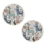 NNEAGS 2X 120cm Alpaca Cactus Pattern Rug Desert Animals Non-Slip Round Area Rugs for Living Room Dining Room
