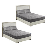 NNEAGS 2X  Grey 183cm Wide Mattress Cover Thick Quilted Stretchable Bed Spread Sheet Protector with Pillow Covers