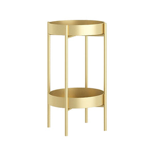 NNEAGS 2 Layer 50cm Gold Metal Plant Stand Flower Pot Holder Corner Shelving Rack Indoor Display