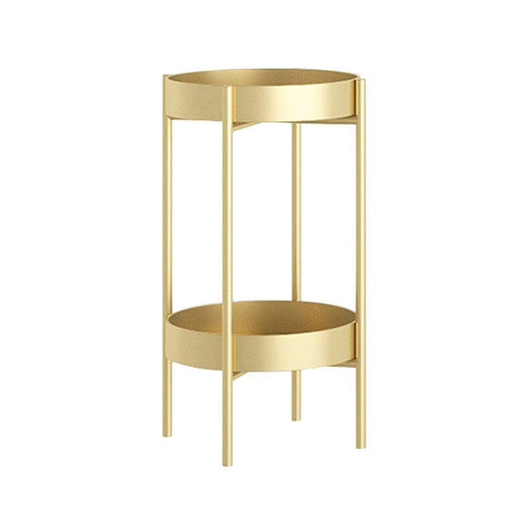 NNEAGS 2 Layer 50cm Gold Metal Plant Stand Flower Pot Holder Corner Shelving Rack Indoor Display