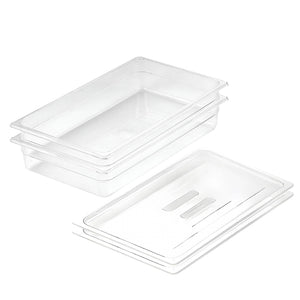 NNEAGS 100mm Clear Gastronorm GN Pan 1/1 Food Tray Storage Bundle of 2 with Lid