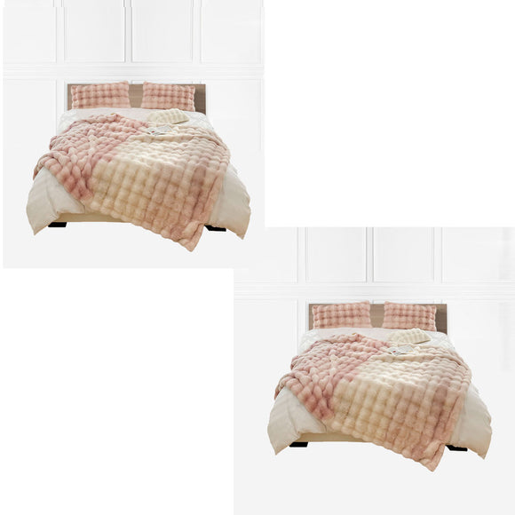 NNEAGS 2X 200cm Light Pink Fur Fuzzy Super Soft and Cozy Fluffy Throw Blanket