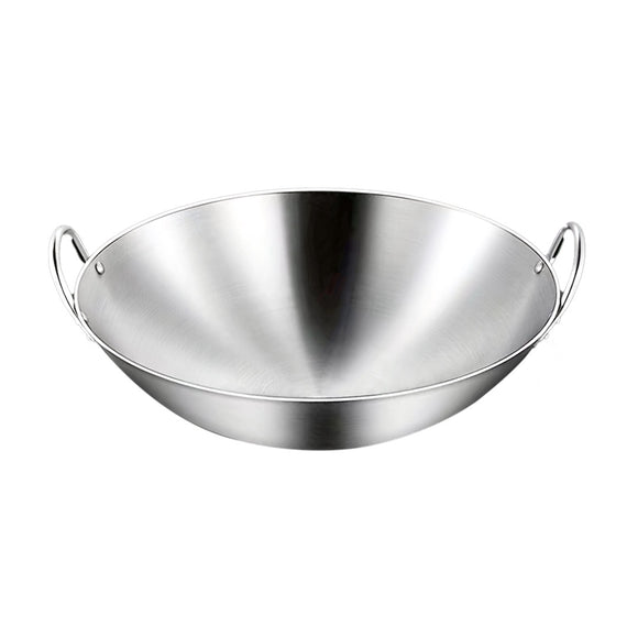 NNEAGS 47cm Stainless Steel Kitchen Cooking Wok with 2 Sturdy Handles
