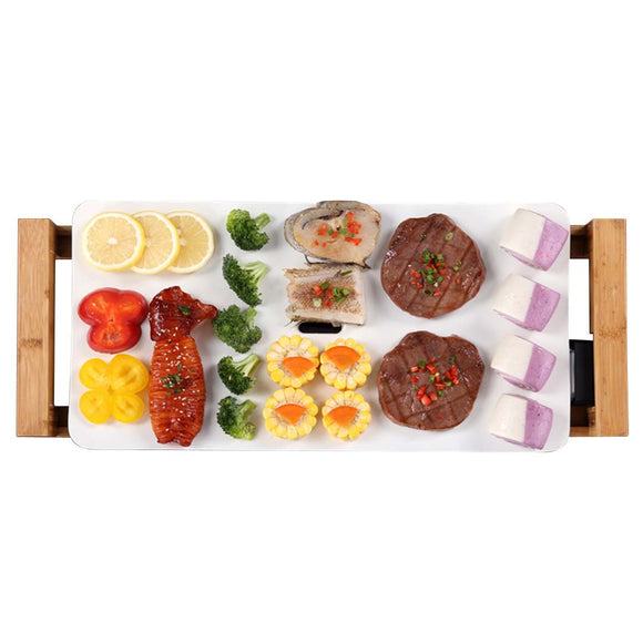 NNEAGS Electric Ceramic BBQ Grill Non-stick Surface Hot Plate for Indoor & Outdoor White