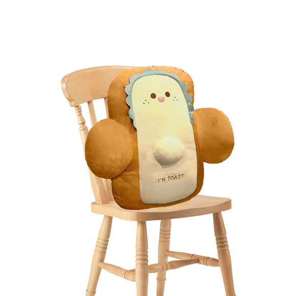 NNEAGS 48cm Cute Face Toast Bread Cushion Stuffed Car Seat Plush Cartoon Back Support Pillow Home Decor