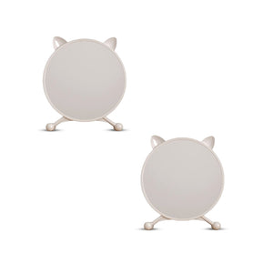 NNEAGS 2X 40cm White Smart Makeup Bedroom Table Mirror Cat Ear Style No LED Light
