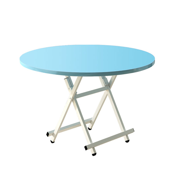 NNEAGS Blue Dining Table Portable Round Surface Space Saving Folding Desk Home Decor