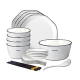NNEAGS Diamond Pattern Ceramic Dinnerware Crockery Soup Bowl Plate Server Kitchen Home Decor Set of 13