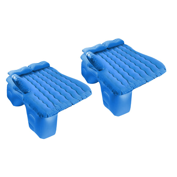 NNEAGS 2X Blue Ripple Inflatable Car Mattress Portable Camping Air Bed Travel Sleeping Kit Essentials