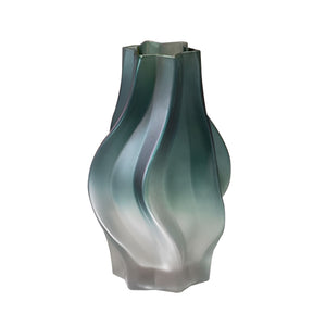 NNEAGS 27cm Glass Vase Blue with Beautiful glass Bubble Texture Art Vases