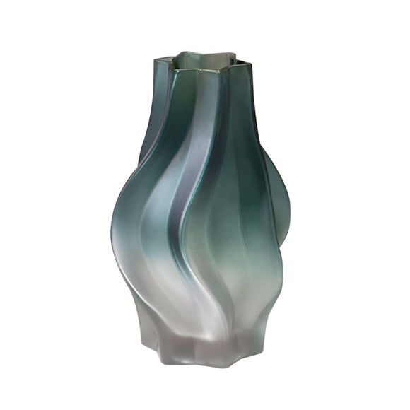 NNEAGS 27cm Glass Vase Blue with Beautiful glass Bubble Texture Art Vases