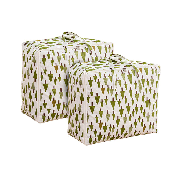 NNEAGS 2X Green Pine Tree Super Large Storage Luggage Bag Double Zipper Foldable Travel Organiser Essentials