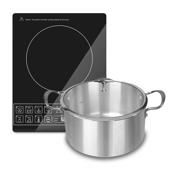 NNEAGS Electric Smart Induction Cooktop and 30cm Stainless Steel Induction Casserole Cookware