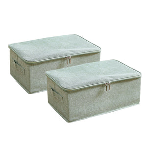 NNEAGS 2X Green Small Portable Double Zipper Storage Box Moisture Proof Clothes Basket Foldable Home Organiser
