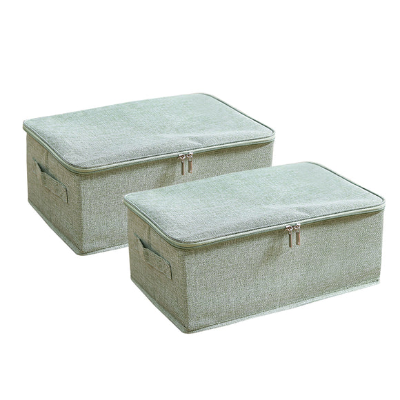 NNEAGS 2X Green Small Portable Double Zipper Storage Box Moisture Proof Clothes Basket Foldable Home Organiser