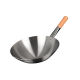 NNEAGS 42cm Stainless Steel Kitchen Cooking Wok with Wood Handle