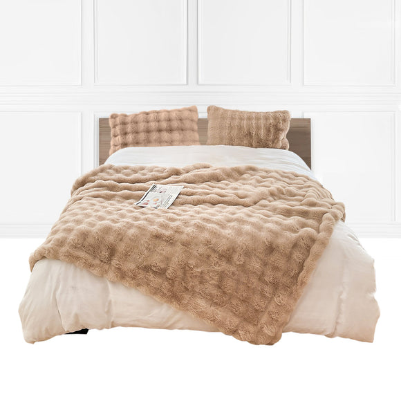NNEAGS 200cm Light Camel Fur Fuzzy Super Soft and Cozy Fluffy Throw Blanket