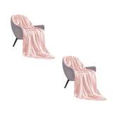 NNEAGS 2X Pink Acrylic Knitted Throw Blanket Solid Fringed Warm Cozy Woven Cover Couch Bed Sofa Home Decor