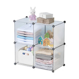 NNEAGS 4-Cube Transparent Shelf Box Portable Cubby DIY Storage Shelves Modular Closet Organiser
