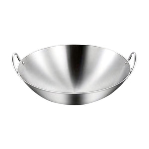 NNEAGS 50cm Stainless Steel Kitchen Cooking Wok with 2 Sturdy Handles