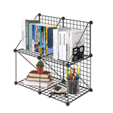 NNEAGS Black Portable 4-Cube 2 Column Storage Organiser Foldable DIY Modular Grid Space Saving Shelf
