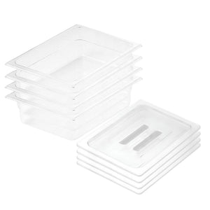 NNEAGS 100mm Clear Gastronorm GN Pan 1/2 Food Tray Storage Bundle of 4 with Lid