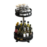 NNEAGS 2 Tier Steel Black Round Rotating Multi-Function Kitchen Portable Storage Spice Seasoning Kitchen Countertop Organiser Shelf