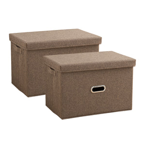 NNEAGS 2X Coffee Super Large Foldable Canvas Storage Box Cube Clothes Basket Organiser Home Decorative Box