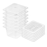 NNEAGS 100mm Clear Gastronorm GN Pan 1/6 Food Tray Storage Bundle of 6 with Lid