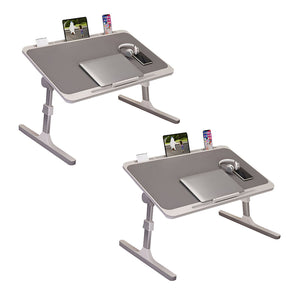 NNEAGS 2X 70X45cm Grey Small Laptop Bed Portable Foldable Study Table Adjustable