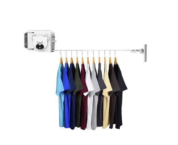 NNEAGS 160mm Wall-Mounted Clothes Line Dry Rack Retractable Space-Saving Foldable Hanger White