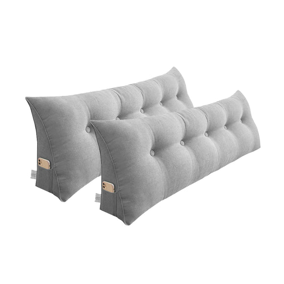 NNEAGS 2X 180cm Silver Triangular Wedge Bed Pillow Headboard Backrest Bedside Tatami Cushion Home Decor
